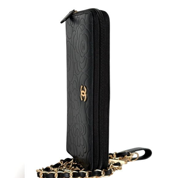 Chanel Logo CC Classic Long Leather Zip Wallet Authentication card, Box & chain. - Picture 12 of 17